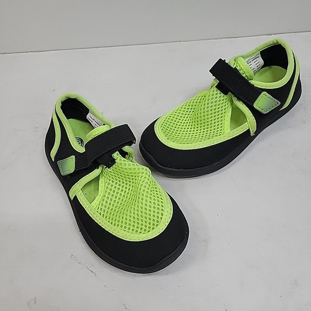 Wonder Nation‎ Toddler Water Shoes Sz 9-10 Neon Green Black Mesh Strap Comfy